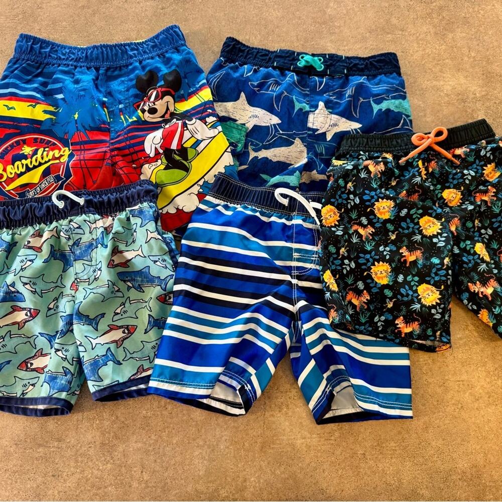 5 Pack! Toddler Boys Colorful Swim Shorts Set Size 3T - Picture 2 of 14